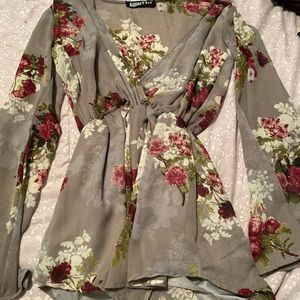 Cute Grey Flowered Romper